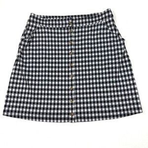 Downeast Womens XXL Black White‎ Gingham Button Front Mini Skirt with Pockets